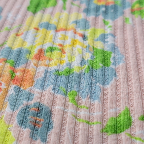 Barely Worn POLO by Ralph Lauren Pink Floral Ribbed Top Size 16 XL/TG - Picture 5 of 10